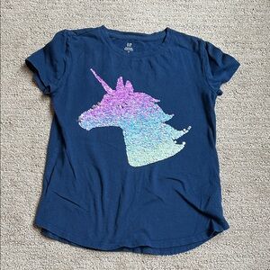 GAP Kids Blue Tee with Sequin Unicorn